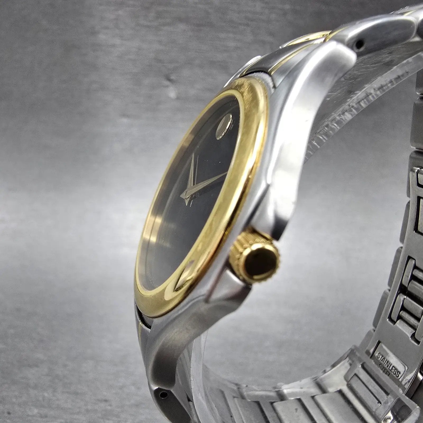 Movado Museum Watch Men 34mm Black Dial Two Tone Round 81-E4-0863 New Battery NR2