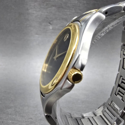 Movado Museum Watch Men 34mm Black Dial Two Tone Round 81-E4-0863 New Battery NR2