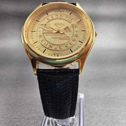 Seiko Watch Men 35mm Gold Dial Gold Tone Round 7N43-8A99 New Battery Vintage5