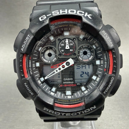 Casio G-Shock GA-100 Watch Men 51mm Black Red Alarm Chrono Daydate New Battery0