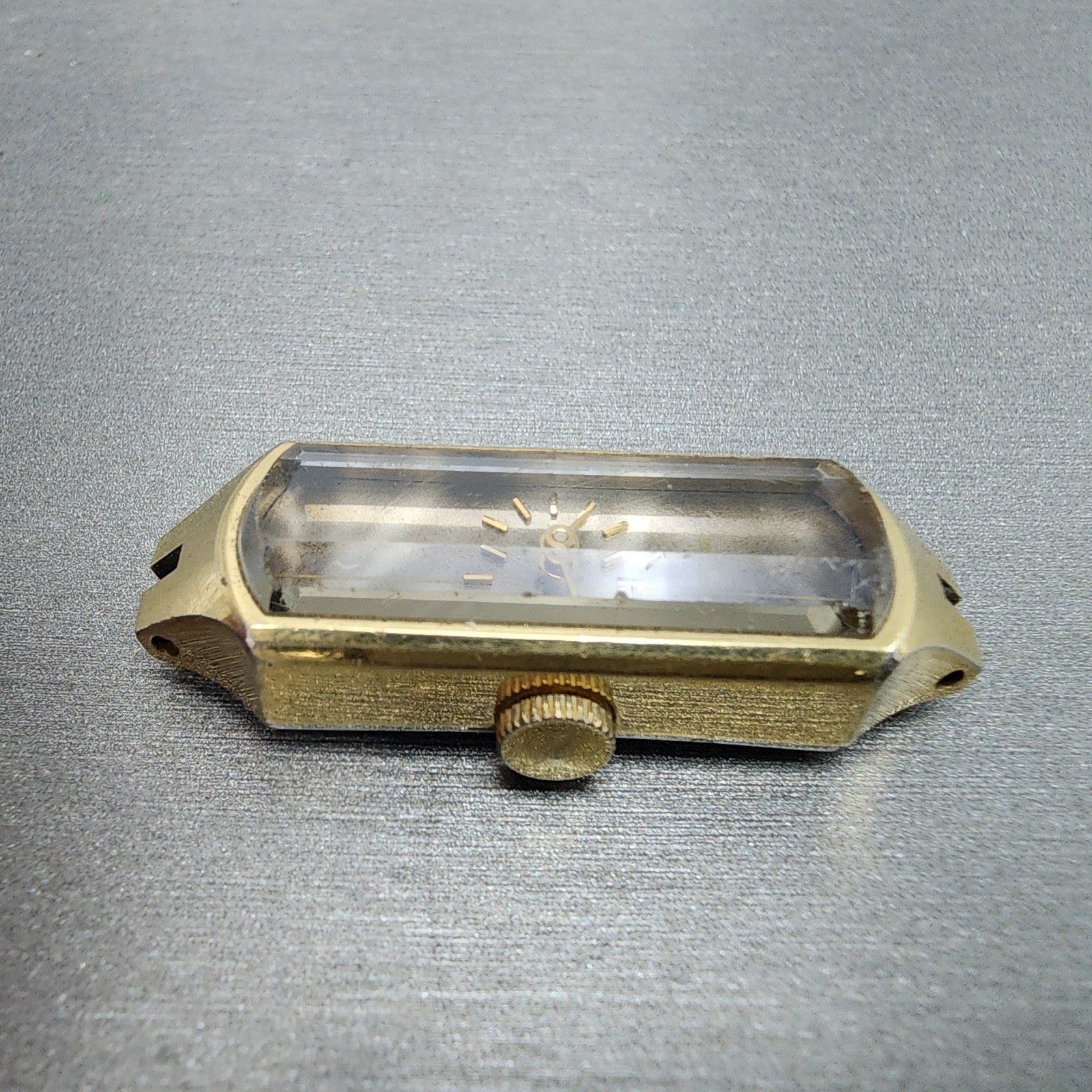 Seiko Tank Watch Women 13mm Gray Dial Gold Tone Manual Vintage 15203666 Runs5