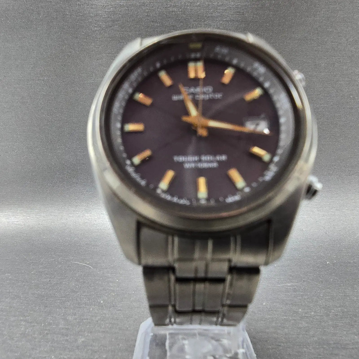 Casio WVQ-110TDJ Watch Men 40mm Blue Dial Titanium Alarm Chrono Waveceptor PARTS6