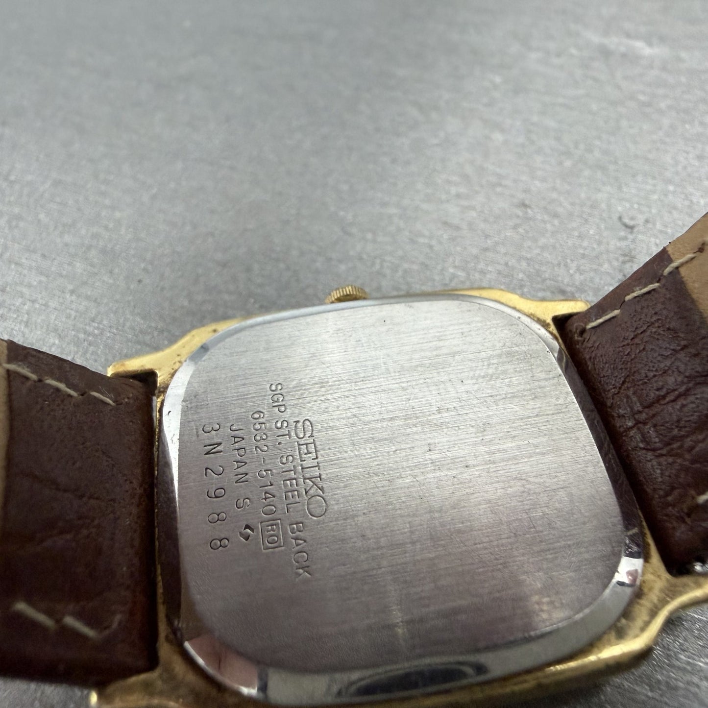 Seiko Tank Watch Men 28mm Champagne Dial Gold Tone Date 6532-5140 New Battery9