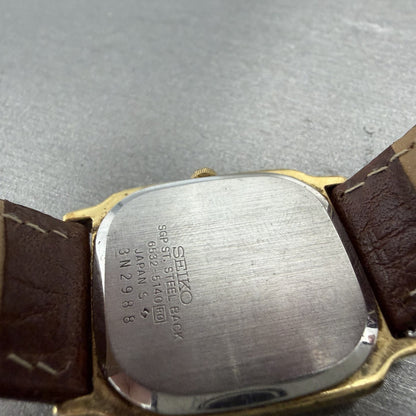 Seiko Tank Watch Men 28mm Champagne Dial Gold Tone Date 6532-5140 New Battery9