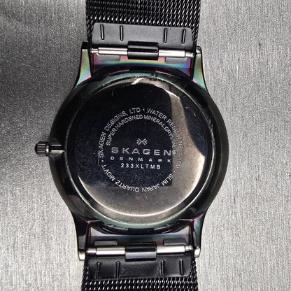 Skagen Watch Men 37mm Black Dial Black Tone Date Titanium 233XLTMB New Battery10