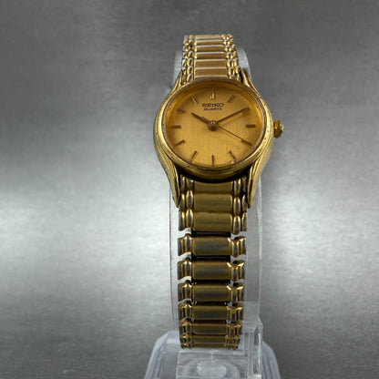 Seiko Watch Women 20mm Champagne Dial Gold Tone Round 1N01-0E19 New Battery VTG5