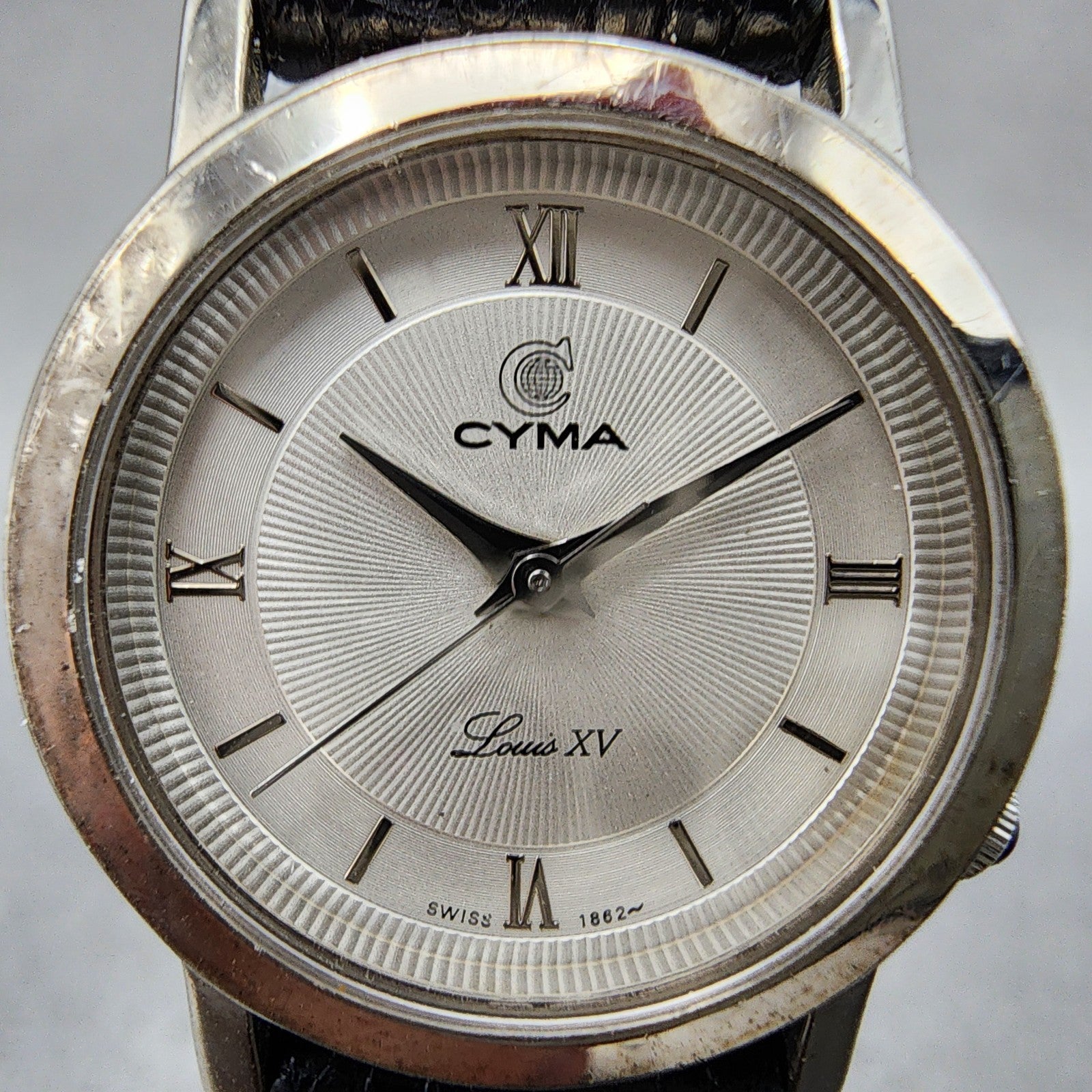 Cyma Louis XV Watch Women 24mm White Dial Silver Tone Round 726 New Battery1
