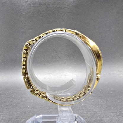 Seiko Solar Watch Women 23mm Gold Dial Gold Round Crystal Bezel V115-0AP0 Runs8