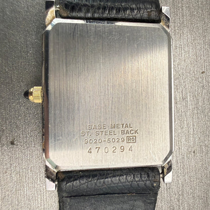 Seiko Tank Watch Men 26mm Gray Dial Two Tone Rectangle 9020-5029 New Battery VTG10