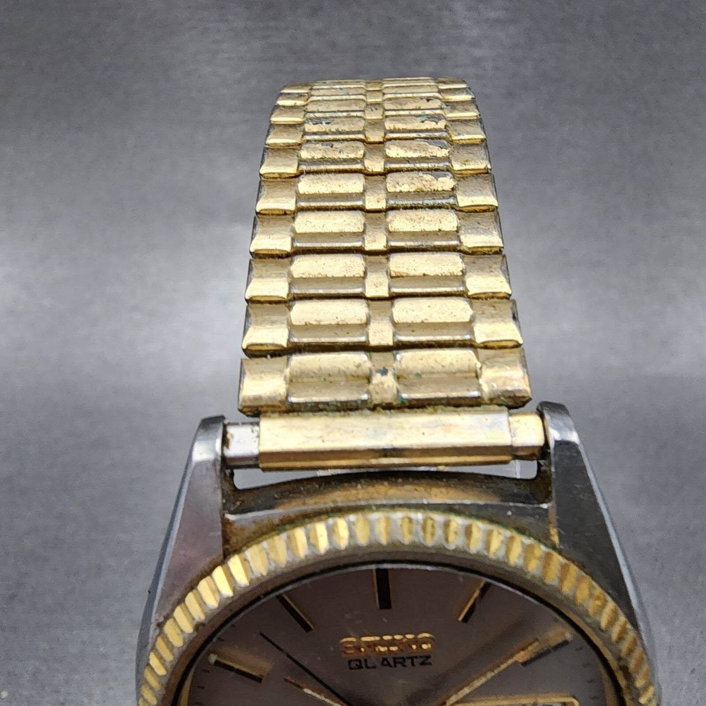 Seiko SQ President Watch Men 36mm Gray Dial Two Tone Daydate 71238050 New Batt4