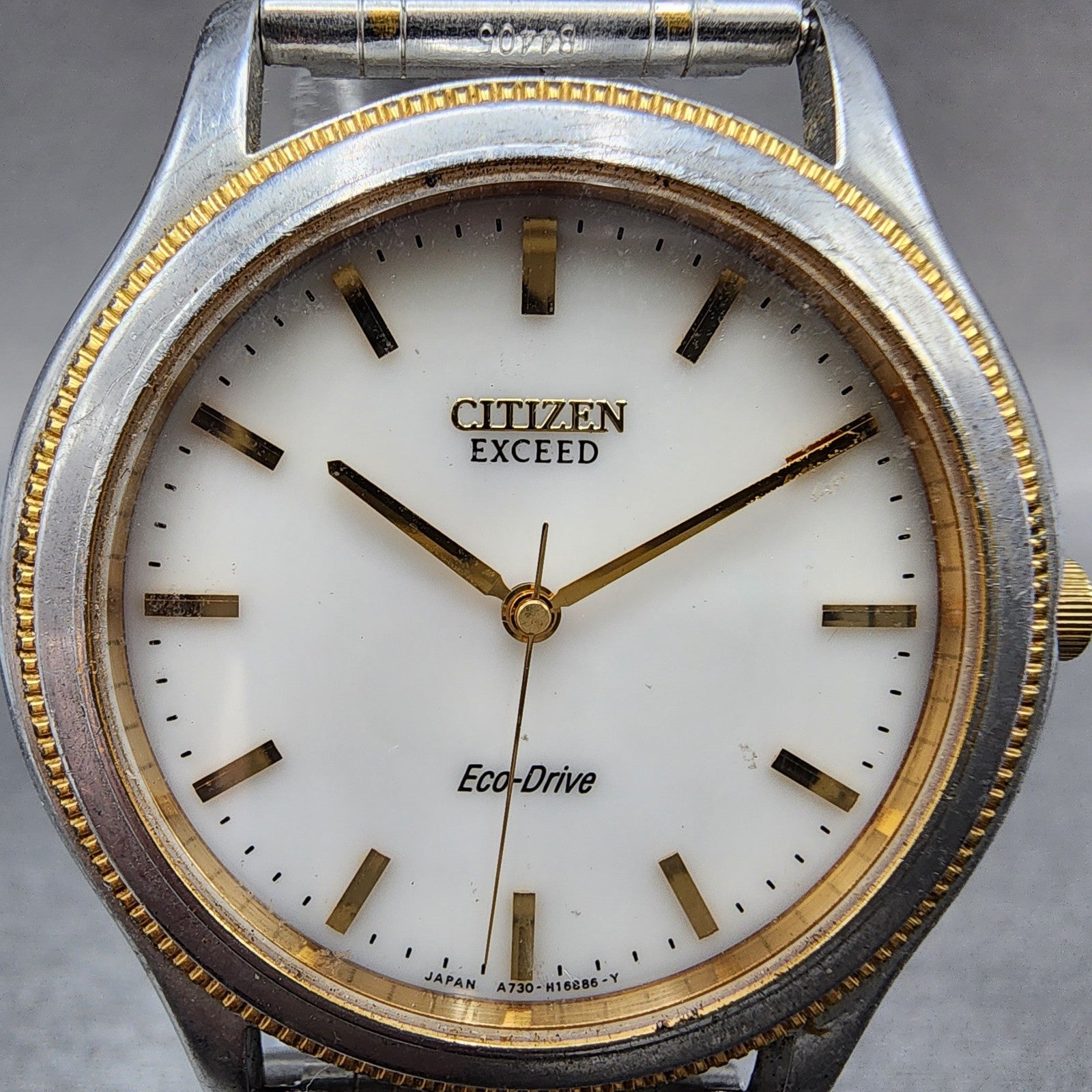 Citizen Exceed EcoDrive Watch Men 35mm White Dial Two Tone A730H09874 Runs0