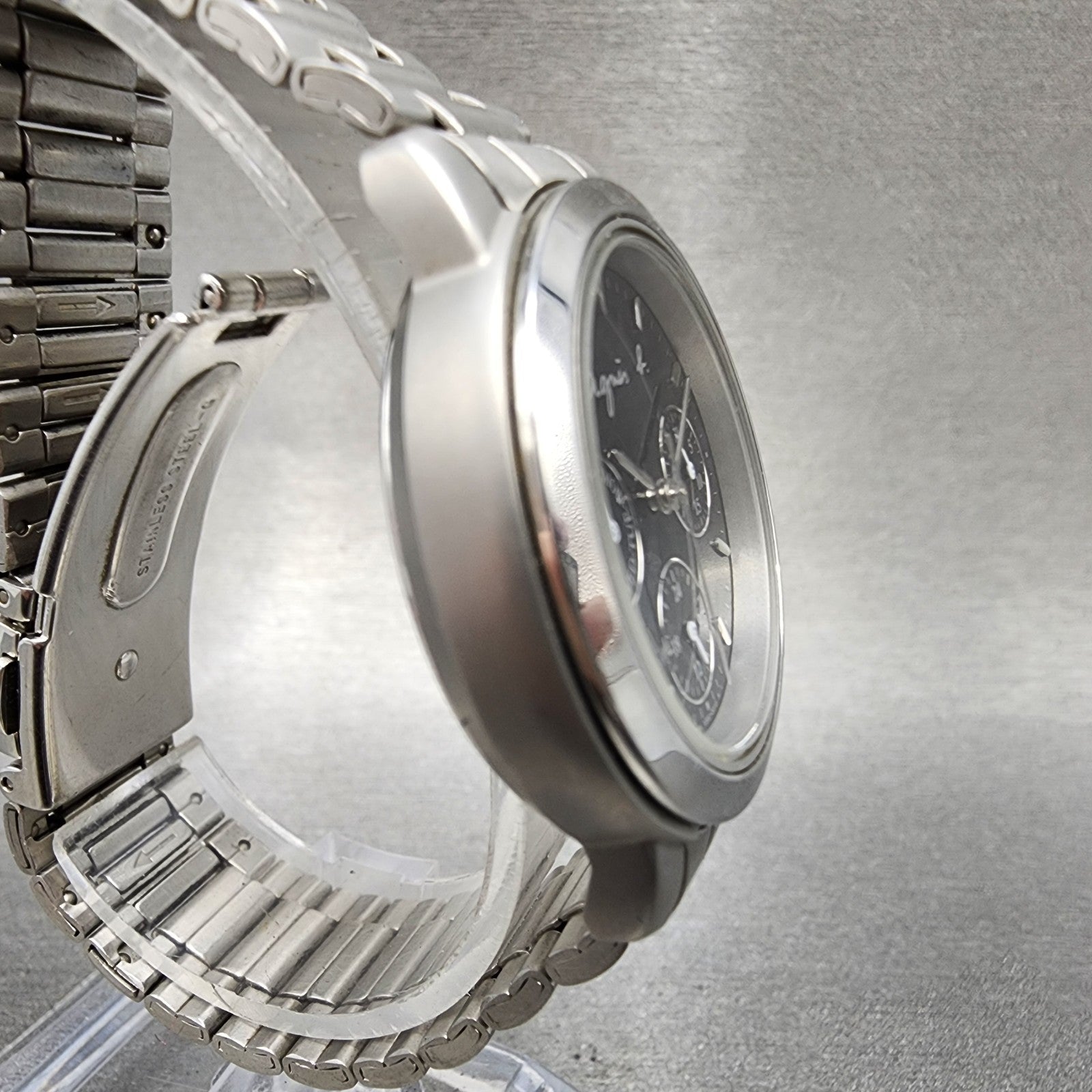 Seiko Agnes B Watch Women 33mm Black Dial Steel Daydate Round V33J0010 New Batt3