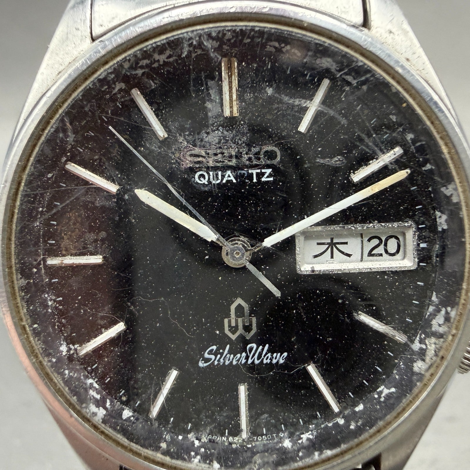 Seiko SilverWave Watch Men 35mm Black Dial Steel Daydate READ! 8229-703B NewBatt1