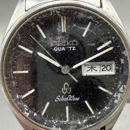 Seiko SilverWave Watch Men 35mm Black Dial Steel Daydate READ! 8229-703B NewBatt1