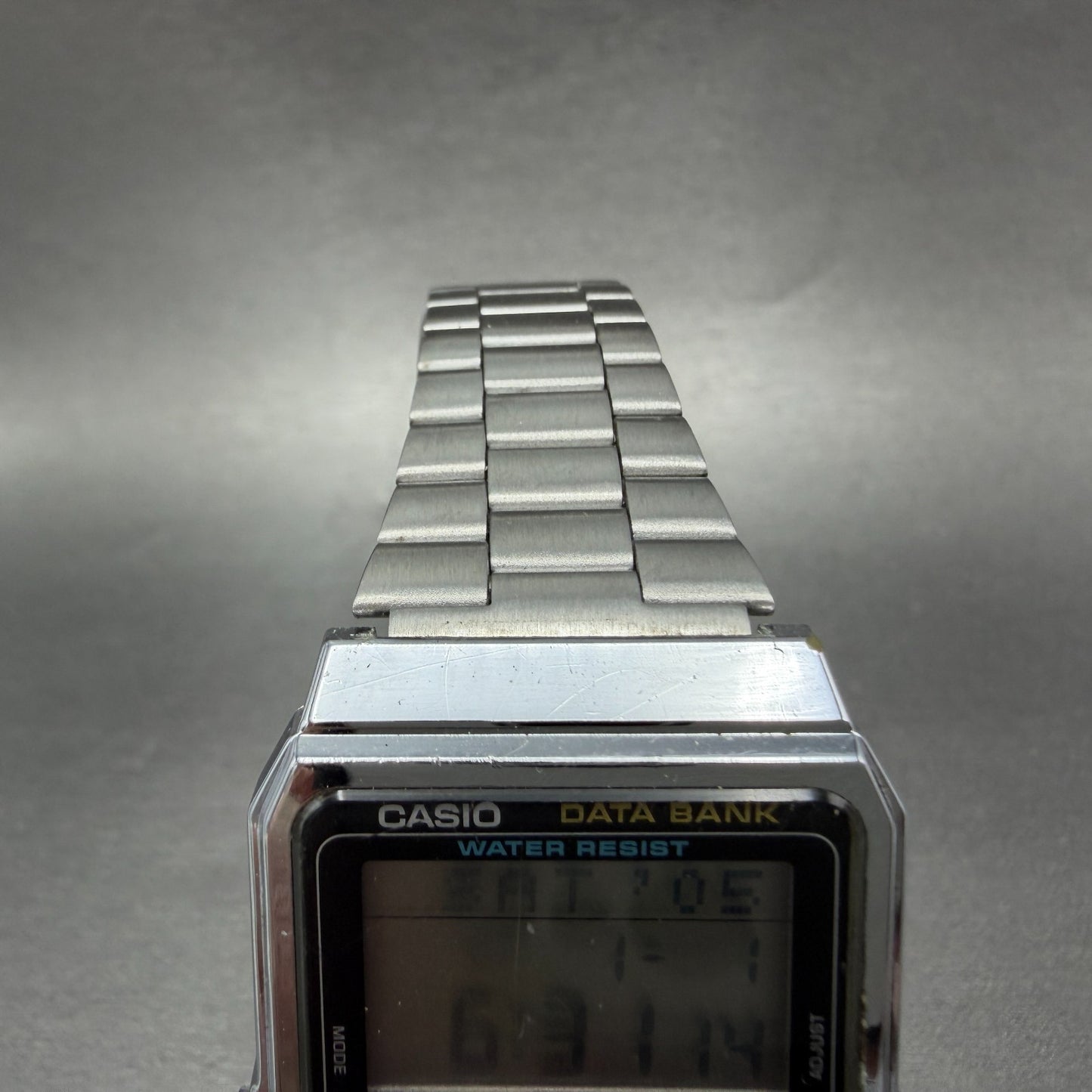 Casio Data Bank DB-300 Watch Men 32mm Digital Silver Tone Alarm Chrono New Batt4