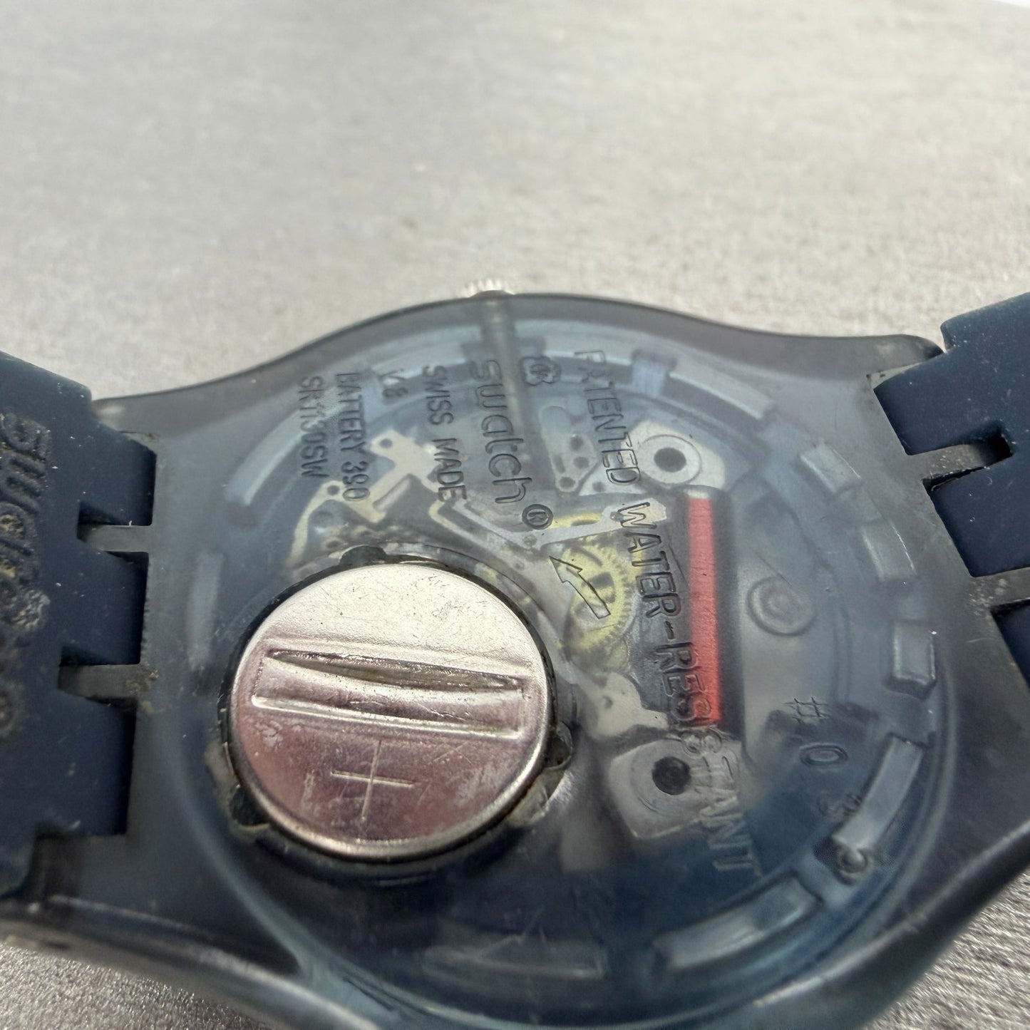 Swatch Blue Rebel Watch Men 41mm Blue Dial Gray Daydate SUON700 New Battery ABC9