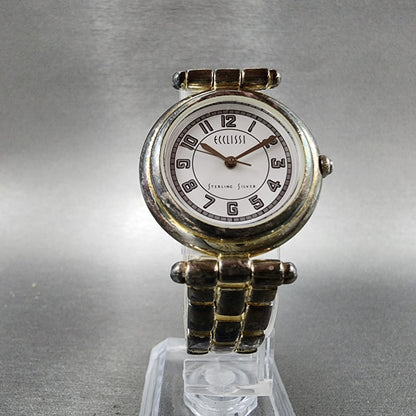 Ecclissi Watch Women 27mm White Dial Sterling Silver Round 3240 New Battery5