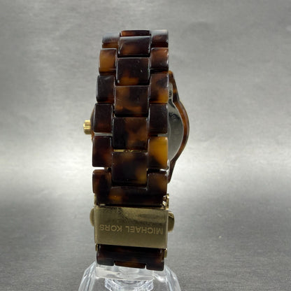 Michael Kors Watch Women 37mm Brown Dial Gold Tone Tortas Daydate New Battery 7T7