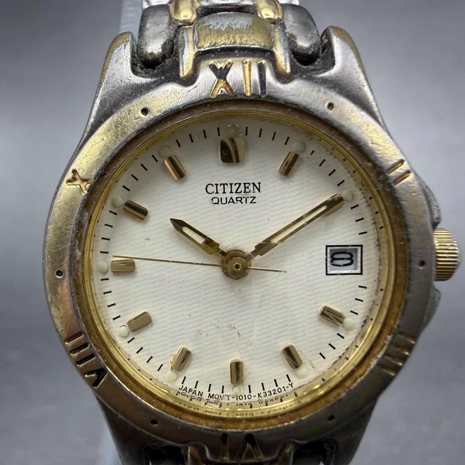 Citizen Watch Women 24mm Cream Dial Two Tone Date Round 1010-K09931 New Battery1