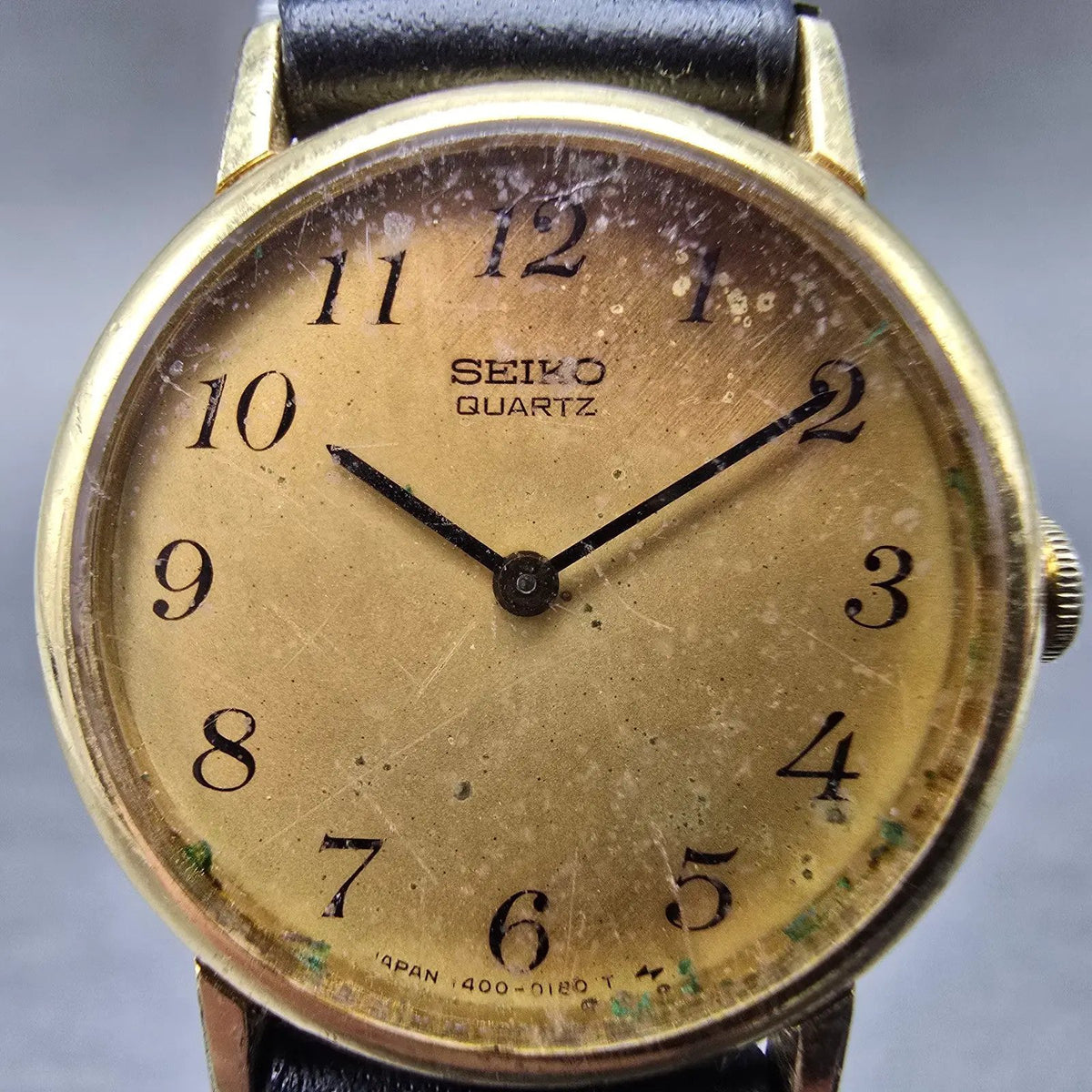 Seiko Watch Women 23mm Gold dial Gold Round 1400-0049 New Battery VTG1