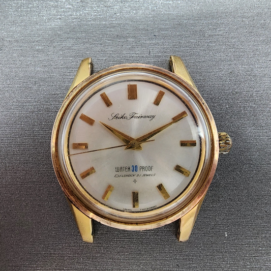 Seiko Fairway Watch Men 36mm Silver Dial Gold Tone Manual Runs