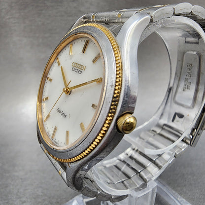 Citizen Exceed EcoDrive Watch Men 35mm White Dial Two Tone A730H09874 Runs2