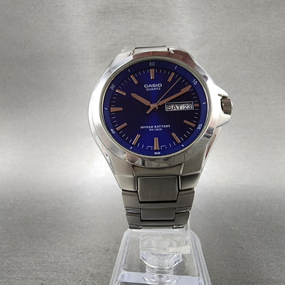 Casio Watch Men 38mm Blue Dial Silver Tone Daydate MTP1228D New Battery5