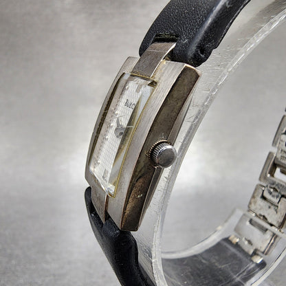 Bulova Tank Watch Women 16mm White Dial Silver Tone Rectangle 96L43 New Battery2