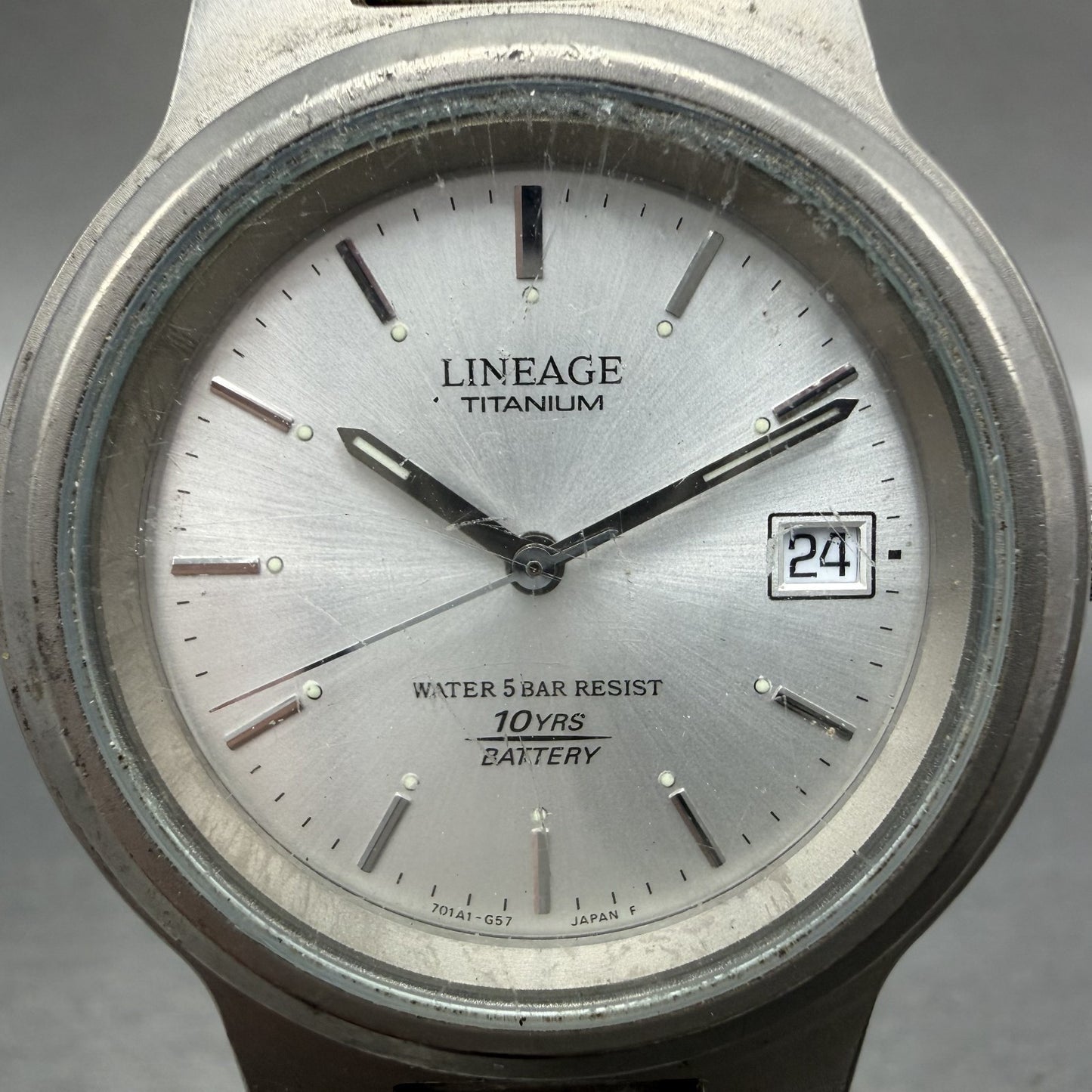 Casio Lineage Watch Men 35mm Silver Dial Titanium Date LIN150 New Battery1