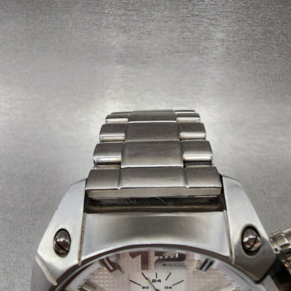Diesel Overflow Chronograph Watch Men 50mm White Dial Steel Date Round New Batt