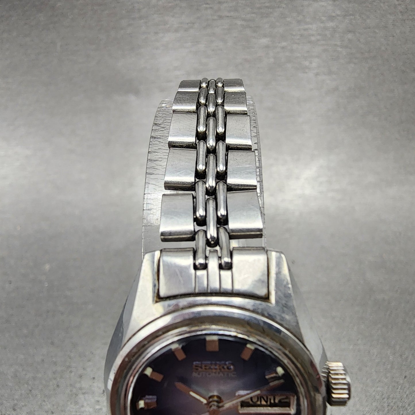 Seiko Automatic Watch Women 25mm Blue Dial Silver Tone Daydate READ!!! 2206 Runs4