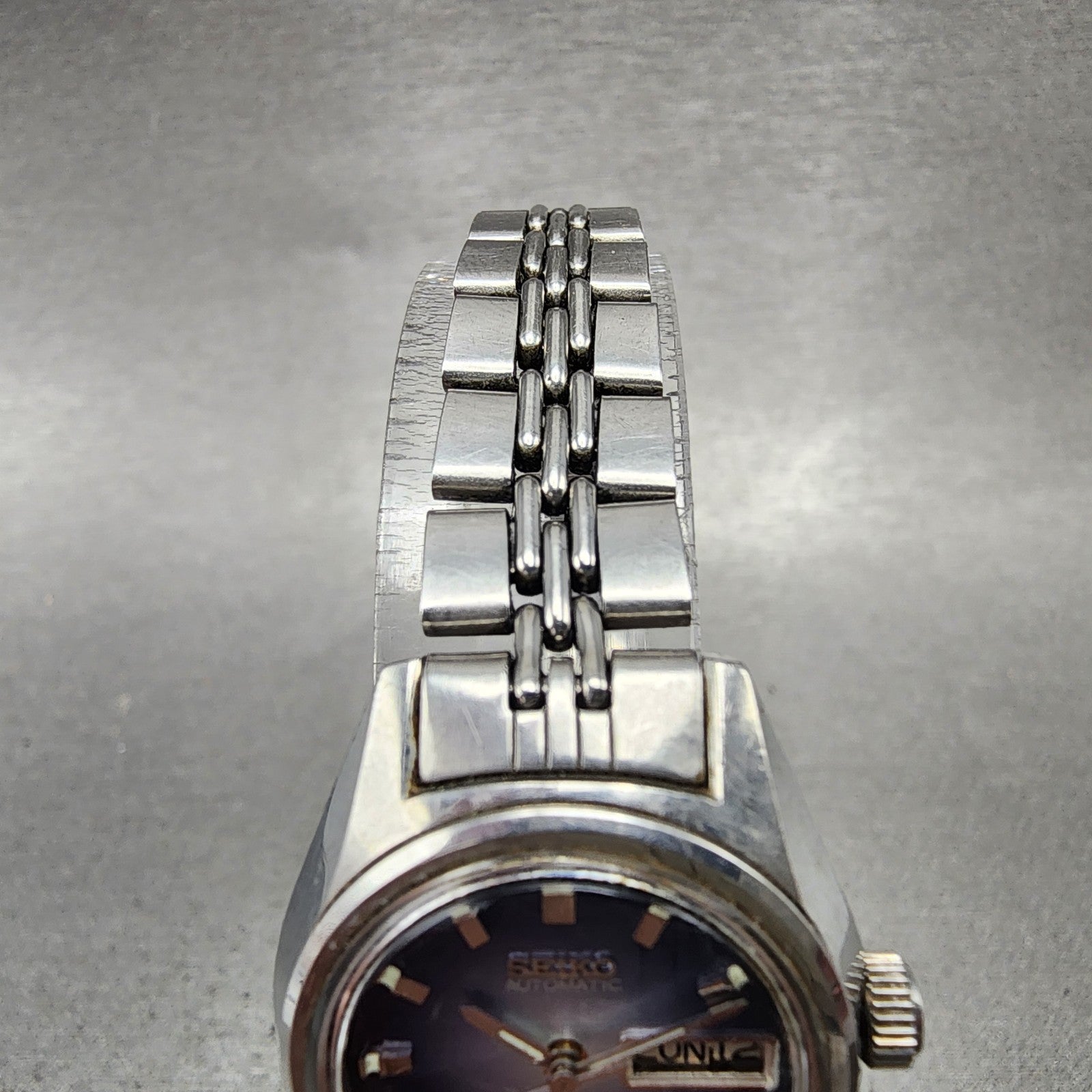 Seiko Automatic Watch Women 25mm Blue Dial Silver Tone Daydate READ!!! 2206 Runs4