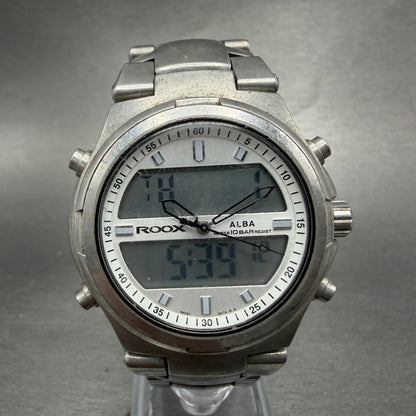 Alba ROOX Watch Men 40mm Analog Digital Silver Tone Alarm Chrono NX02-0B00 Works0