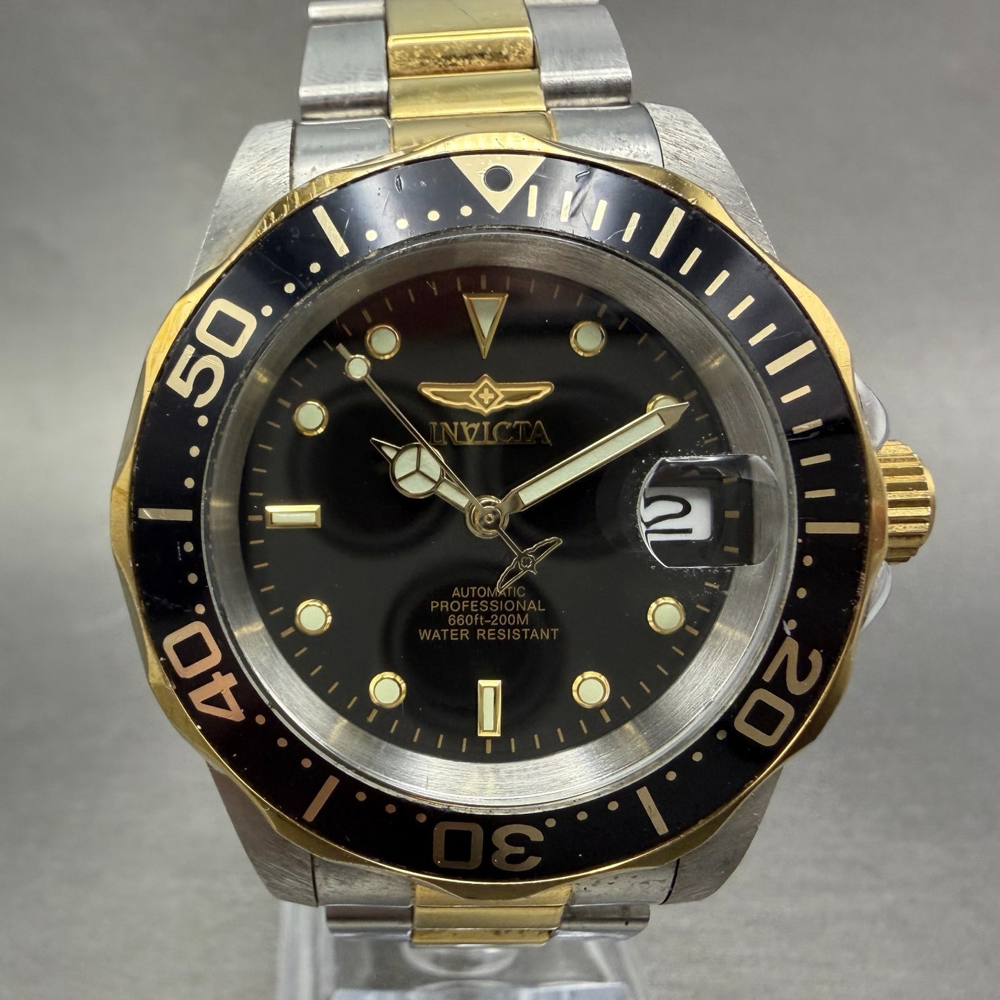 Invicta Pro Diver Watch Men 40mm Black Dial Two Tone Date 8927 Automatic Runs0
