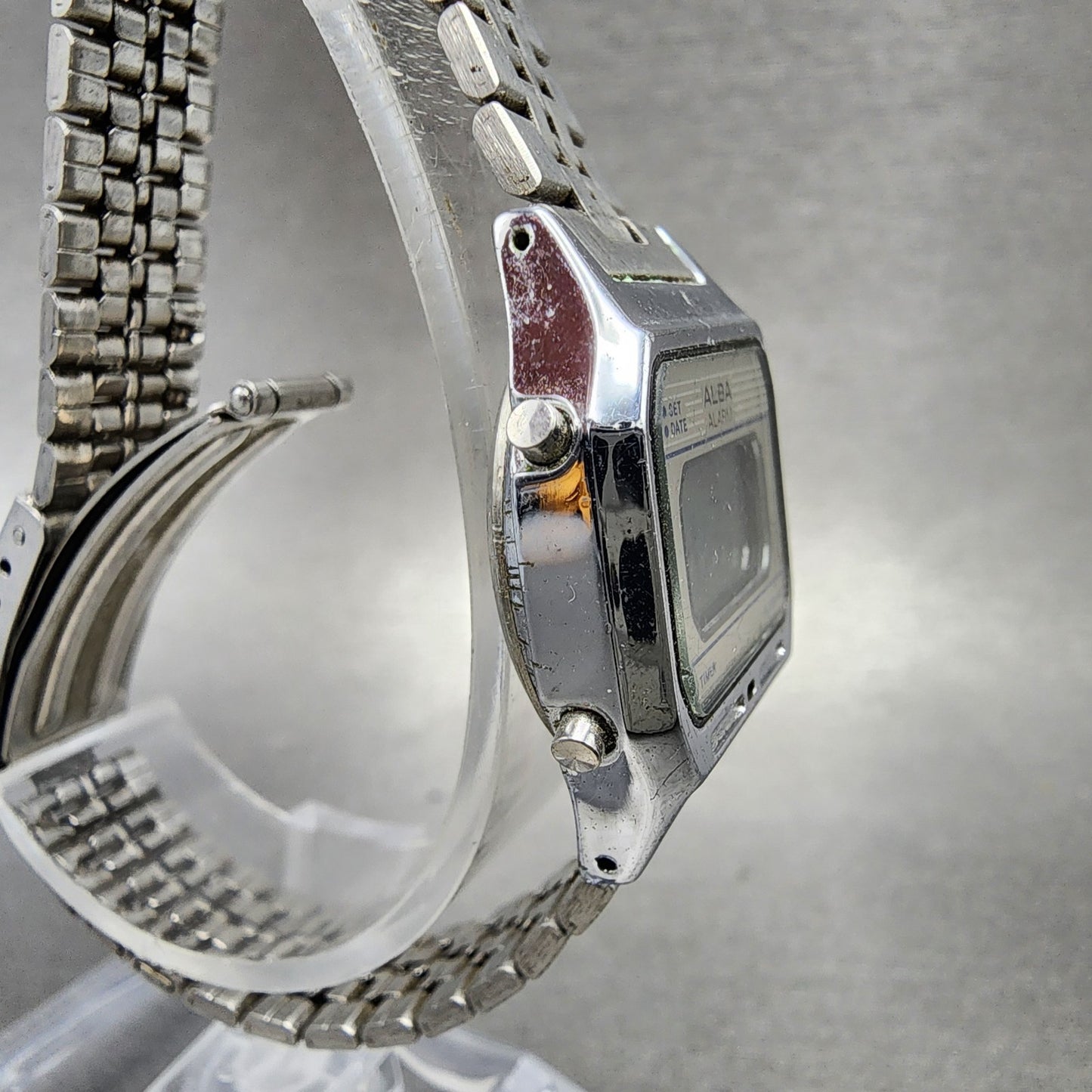 Seiko ALBA Digital Watch Women 24mm Digital Silver Tone Octagon New Battery3
