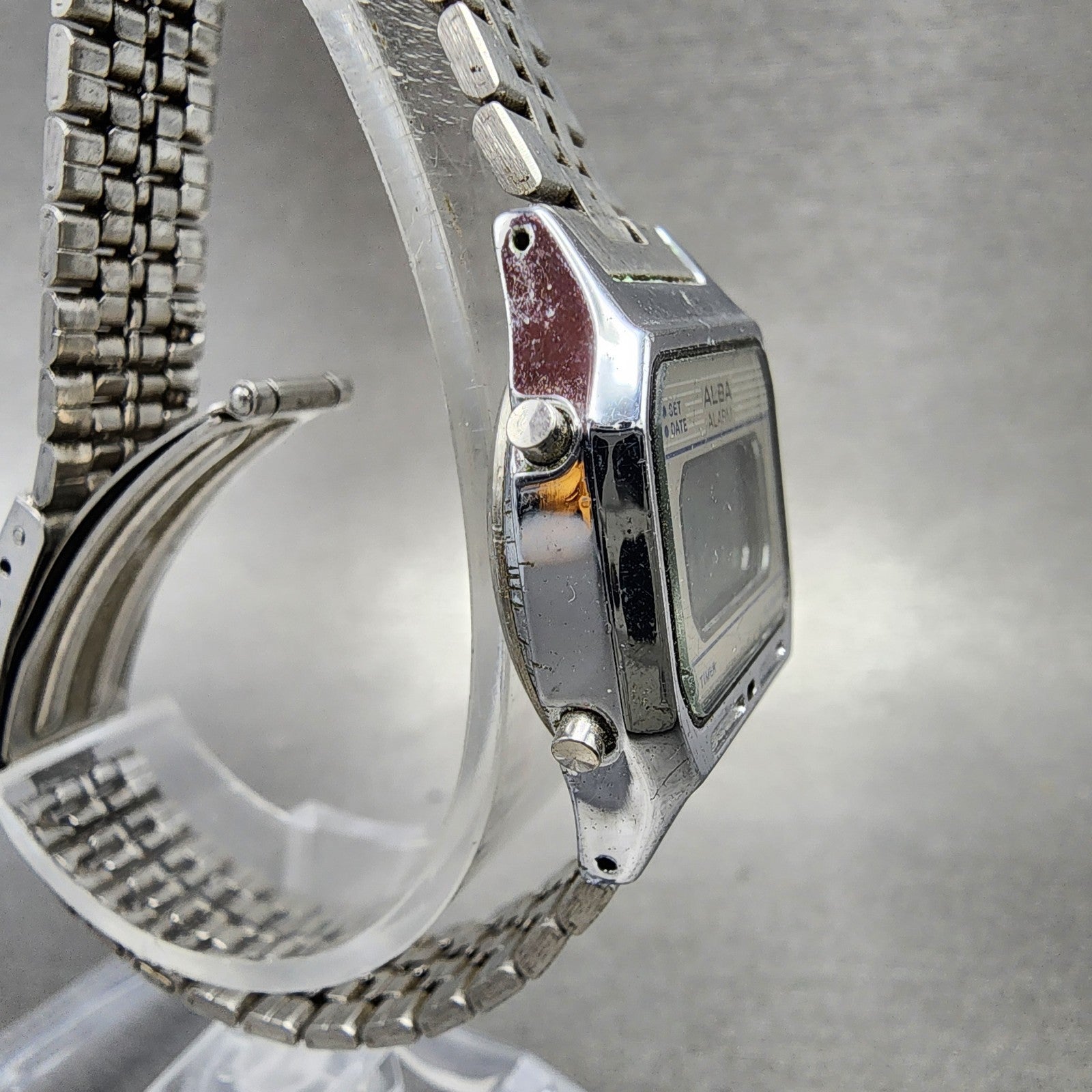 Seiko ALBA Digital Watch Women 24mm Digital Silver Tone Octagon New Battery3