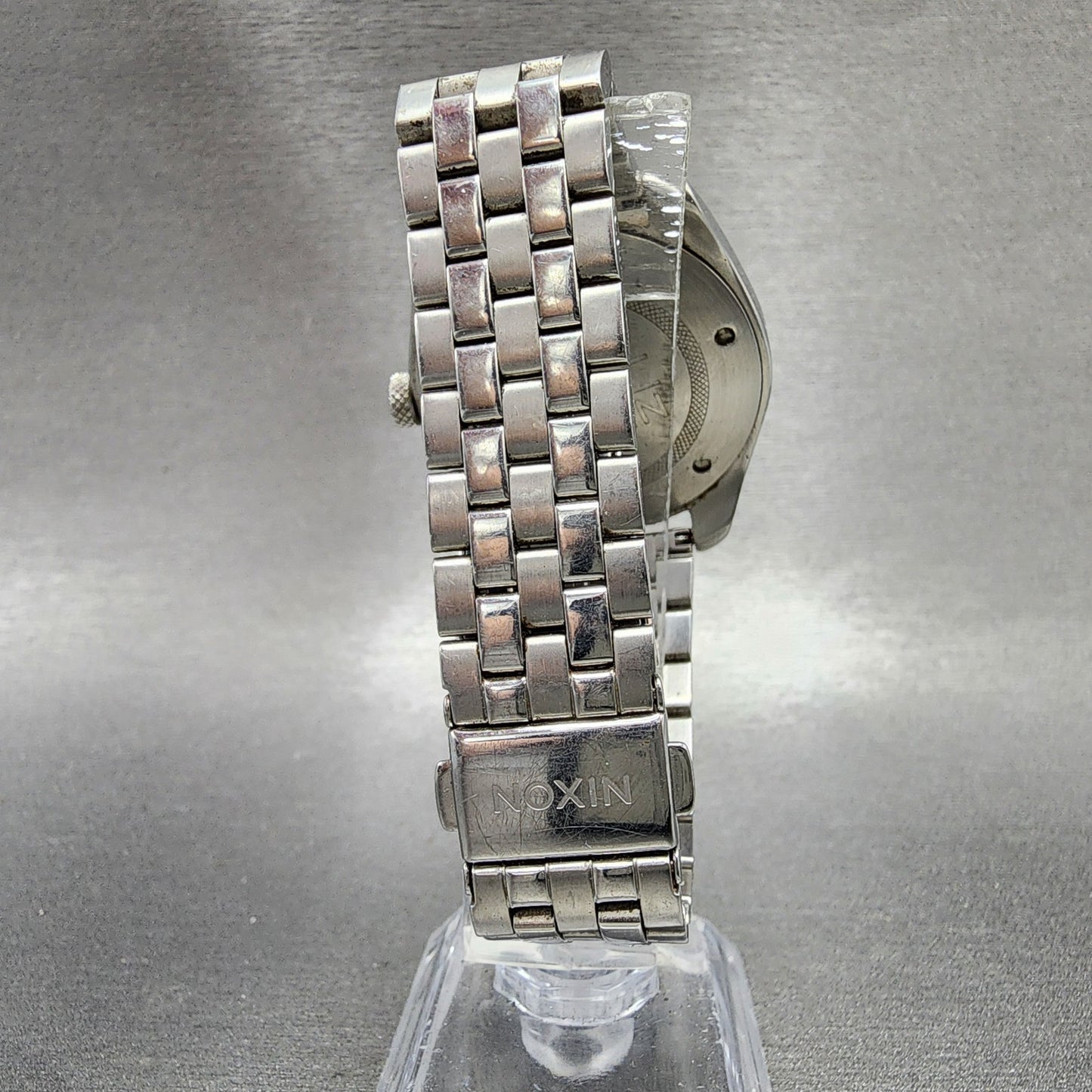 Nixon The Bullet Watch Women 38mm Blue Dial Silver Tone Date Round New Battery7