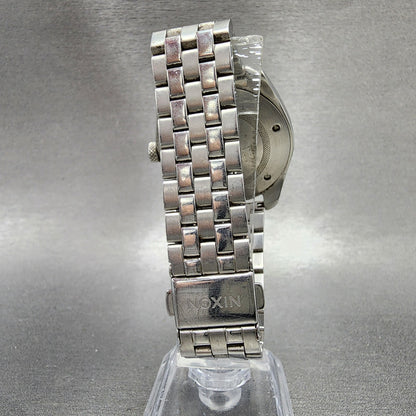 Nixon The Bullet Watch Women 38mm Blue Dial Silver Tone Date Round New Battery7
