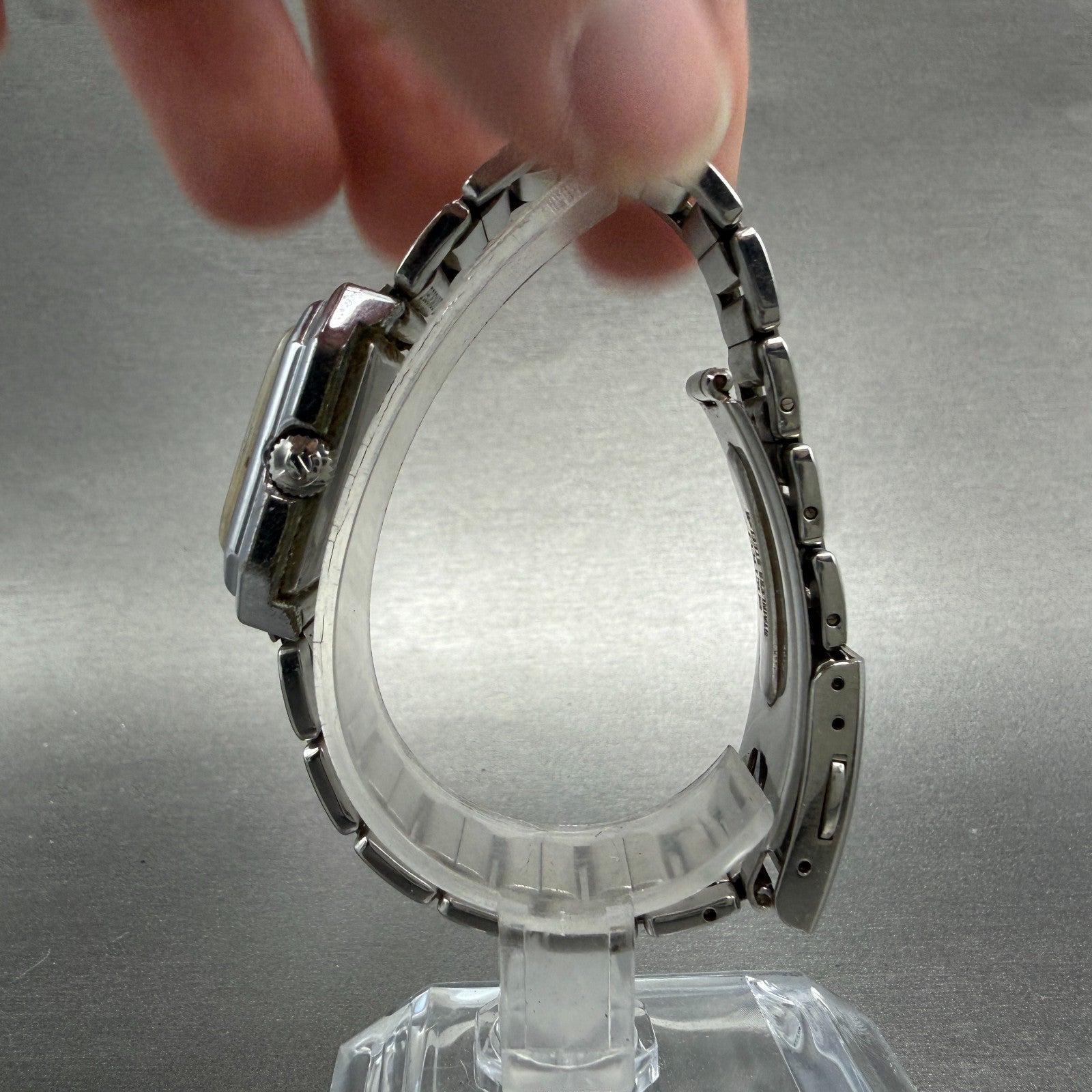 Rado Watch Women 26mm Orange Dial Silver Tone Octagon Manual Wind Runs VTG6