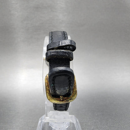 VTG Seiko Watch Women 22mm Silver Dial Black Tone Round 1N01-0A29 New Battery