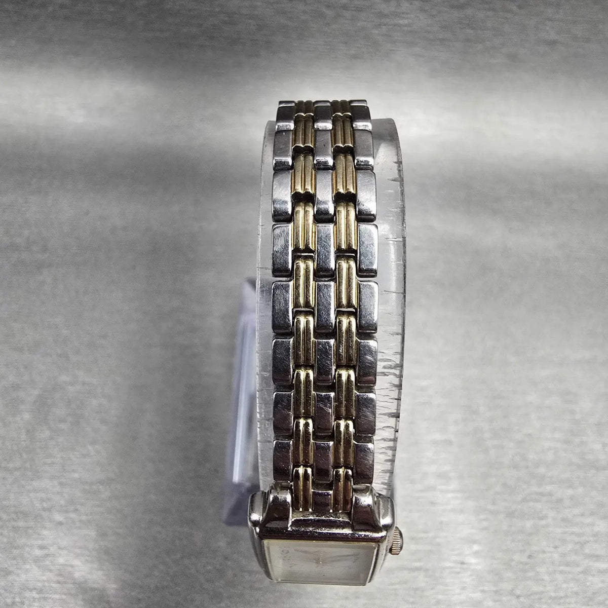 Seiko Tank Watch Women 16mm White Dial Two Tone Rectangle 1N01-0FH0 New Batt4