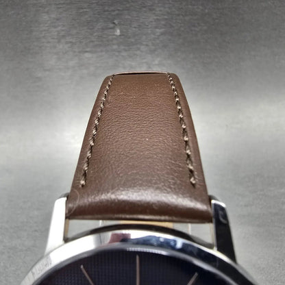 Lacoste Watch Men 41mm Blue Dial Silver Tone Round Leather Band New Battery4