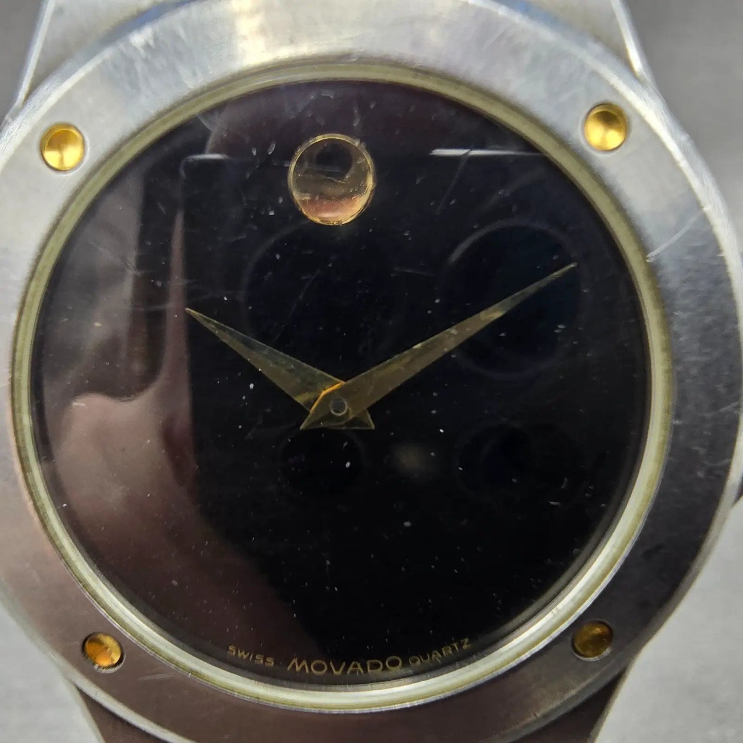 Movado Museum Watch Men 34mm Black Dial Two Tone Round 86.A2.877.2 New Battery1