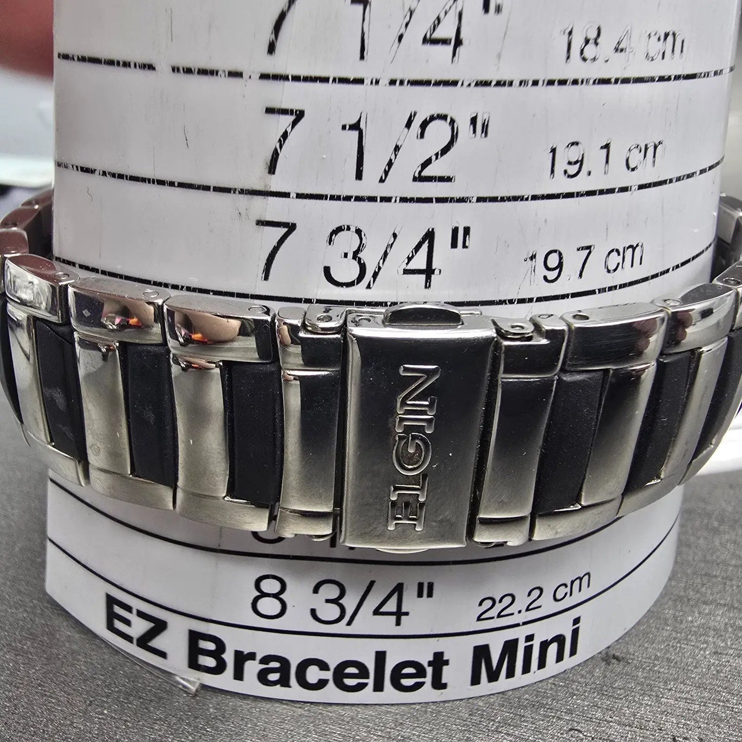 Elgin Tank Watch Men 34mm Black Dial Silver Tone Date Rectangle EG453 NewBattery11