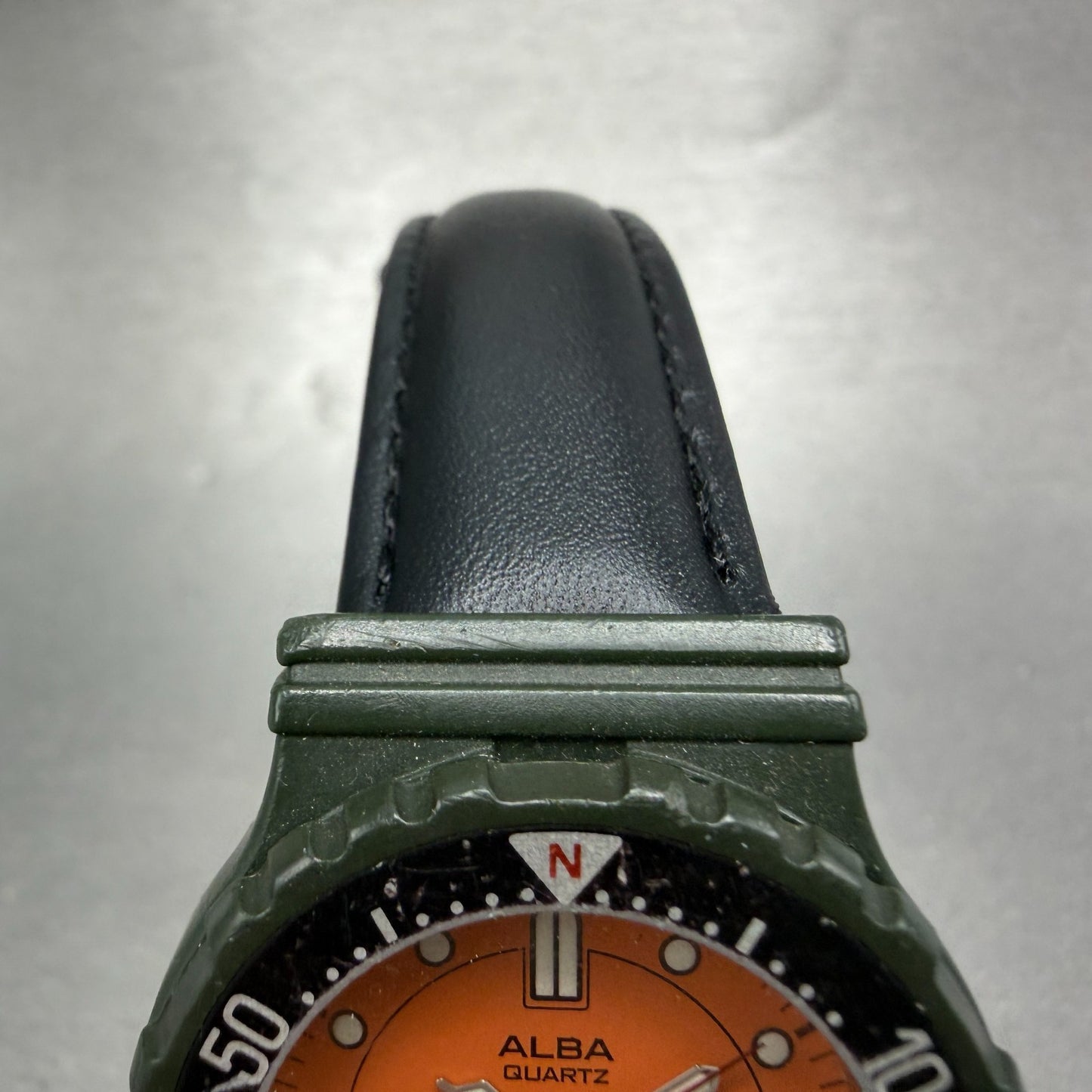 Seiko Alba Dive Analog Digital Watch Women 34mm Orange Dial Green Tone New Batt3