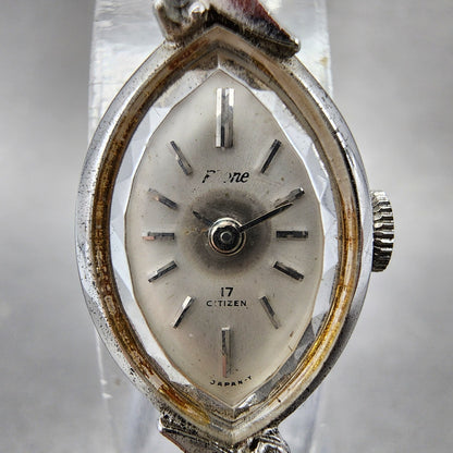 Citizen Fine Citizen Watch Women 14mm Silver Dial Silver Tone Oval Manual Runs1