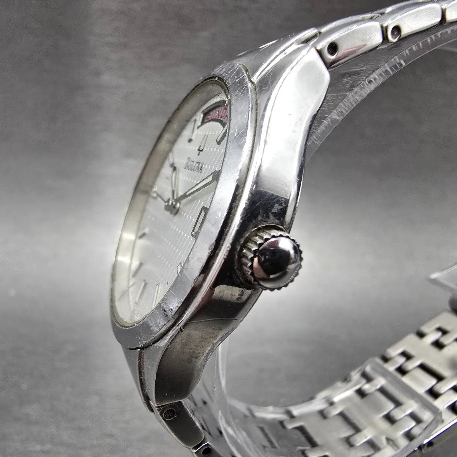 Bulova Watch Men 36mm Silver Dial Silver Tone Daydate Round 96C22 New Battery2