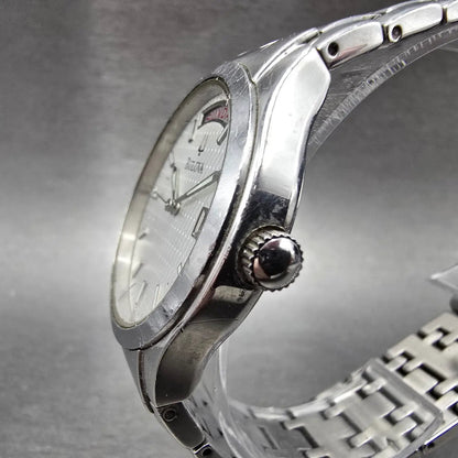 Bulova Watch Men 36mm Silver Dial Silver Tone Daydate Round 96C22 New Battery2