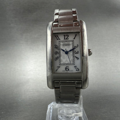 Coach Lexington Tank Watch Women 23mm MOP Dial Silver Tone Rectangle New BattABC5