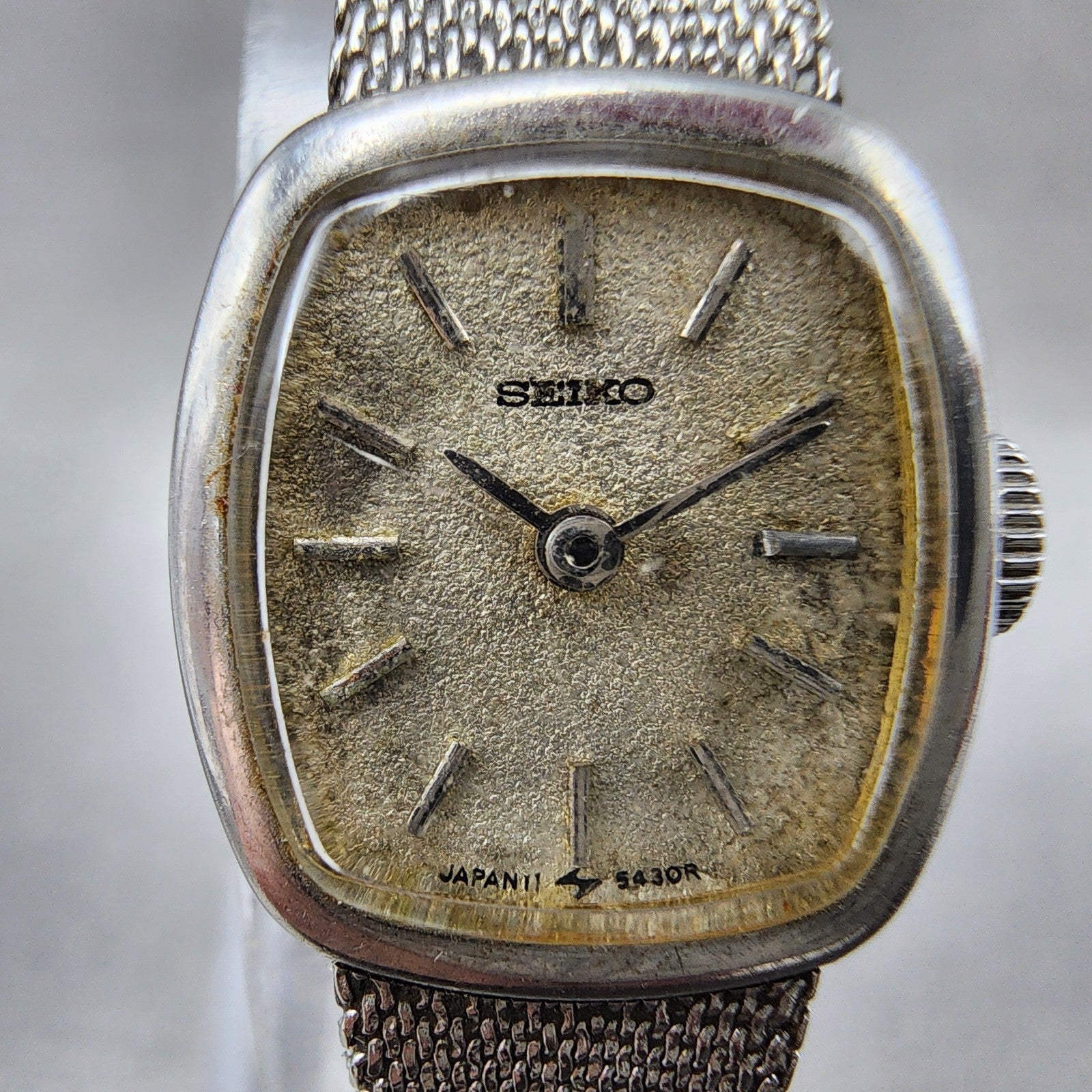 Seiko Watch Women 16mm Silver Dial Silver Tone Rectangle 115189 Manual Runs1